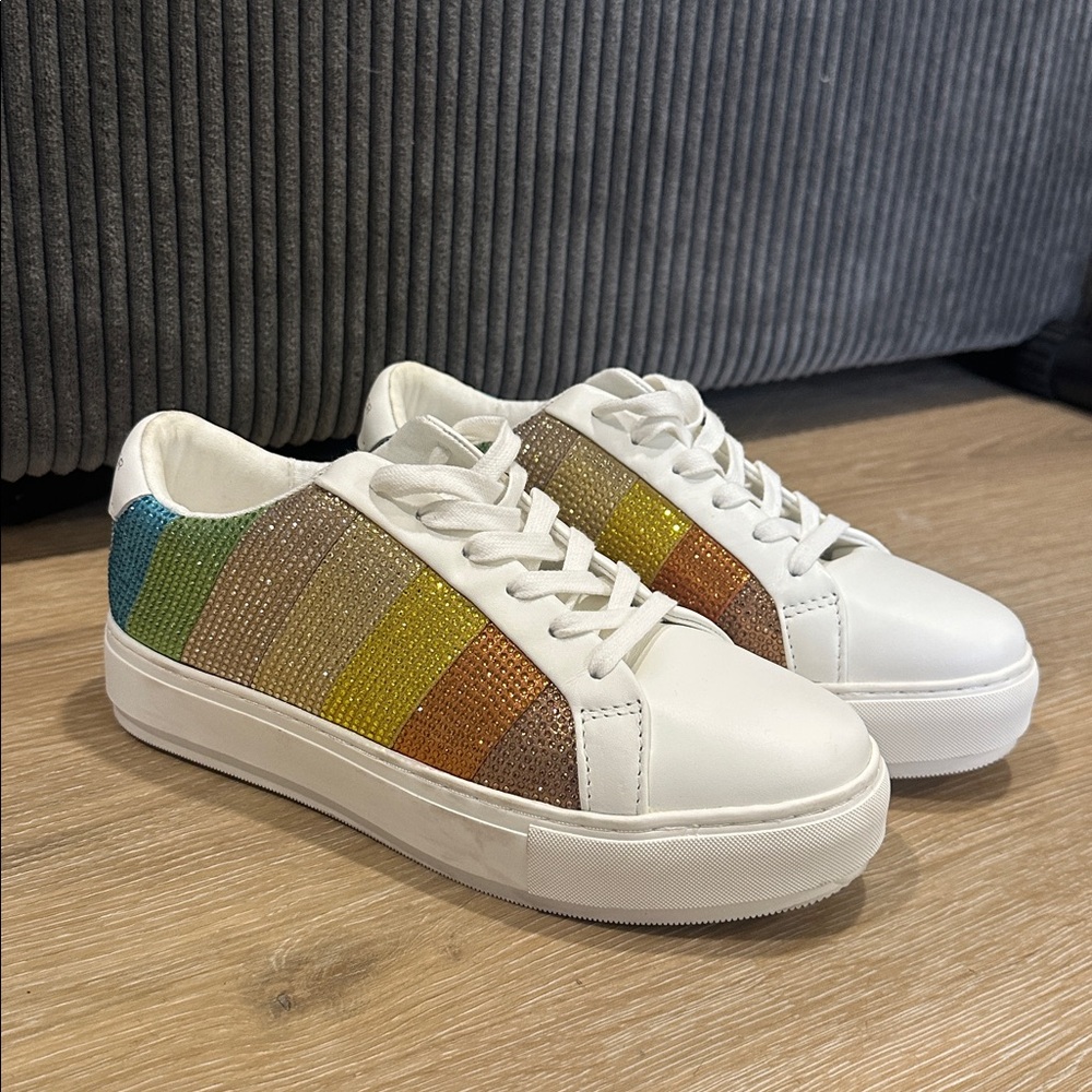 Karl Geiger White Sneakers with Multicolor Stripes